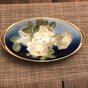 🎈Antique Rosenthal Handlainted Cobalt Roses Dish